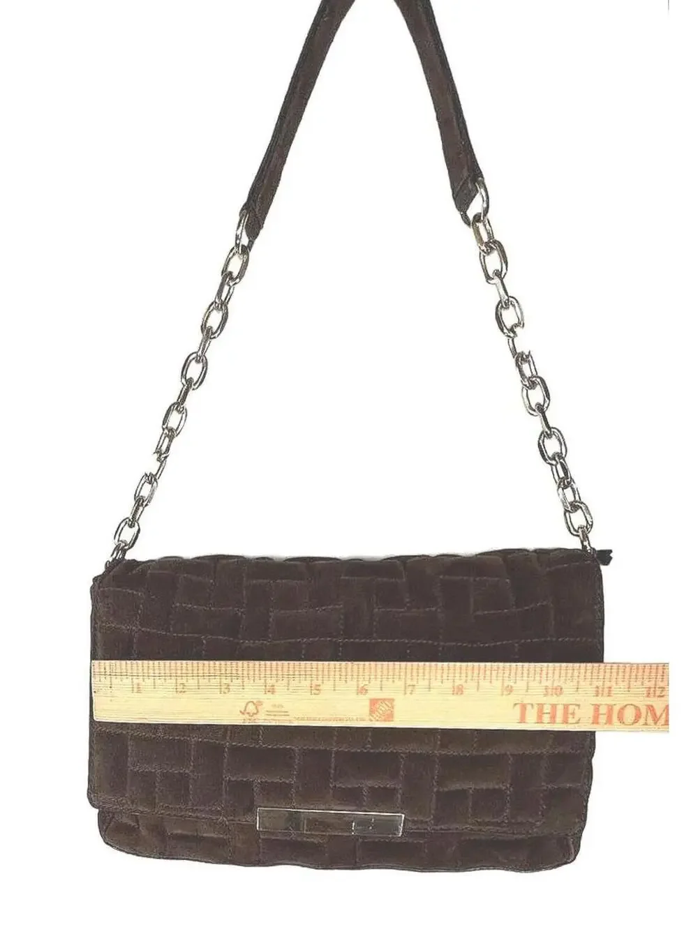 Zara Quilted Brown Suede Leather Chain Flap Shoulder Bag Whimsigoth Academic